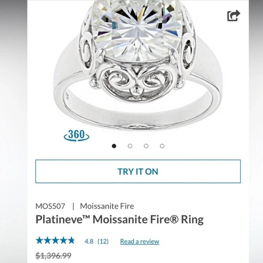 Moissanite Fire Ring Vintage Style Engagement Solitaire Platineve Size 6